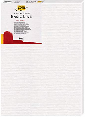 KREUL 620100 - Solo Goya Stretched Canvas Basic Line, Keilrahmen ca. 20 x 100 cm, mit Leinwand aus Baumwolle 4 fach grundiert, ideal für Öl, Acryl-und Gouachefarben
