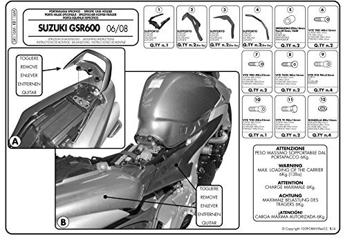 Givi SR116MGIVI Topcase-Träger für Monokey Koffer, Schwarz, Größe 40
