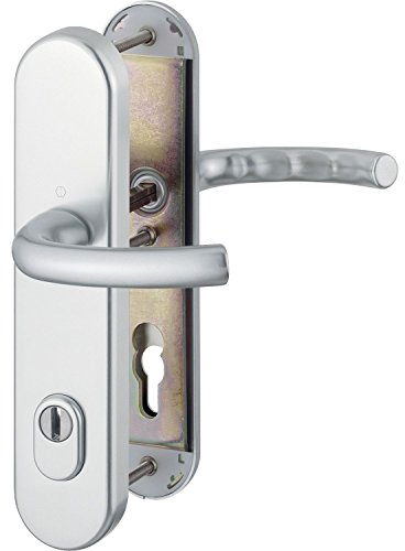 HOPPE 2x Sicherheits-Drückergarnitur TOKYO - auf Langschild Profilzylinder Entfernung 88mm,SST 8,5,mit Kernziehschutz,für Türstärke 67-72mm,silber eloxiert, Doppelpack