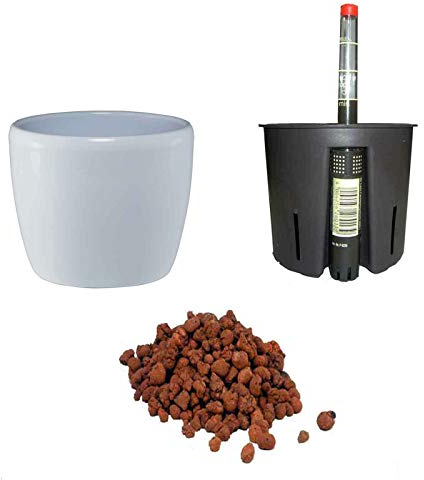 Hydrokultur Sets Happy-Nature Set4 Blumentopf Venus weiß 09/07 Ø 11.5cm H 08cm+KT+WA+BT