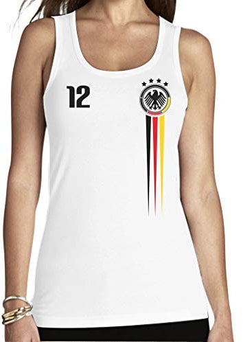 Shirtgeil Der 12. Mann - Deutschland Nationaltrikot Fußball Fanartikel WM 2022 Frauen Tank Top Small Weiß