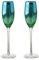 Artland - Peacock Champagne Flutes - Blue/Green & Silver | Set of 2 | 200ml Capacity Per Glass | An Engagement Gift or Wedding Present
