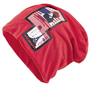 shenky Beanie Mützen Paris Briefing im Print Look (Rot)