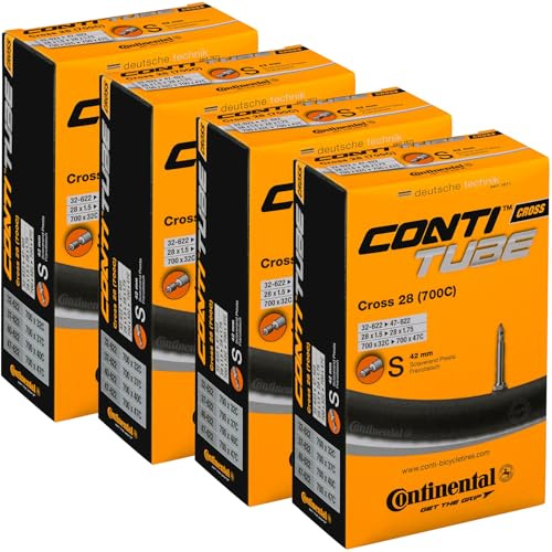 Continental Standard Bike Inner Tube 700x32-47mm, 42mm Presta Valve, 4 Pack