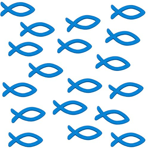Oblique Unique® Holz Fische Streuartikel für Taufe Kommunion Konfirmation Streudeko Tischdeko Verzierung - Königsblau