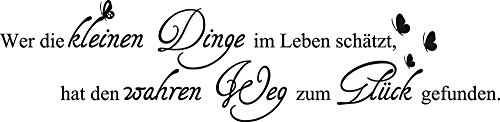 GRAZDesign Wandtattoo Sprüche Wer die kleinen Dinge im Leben schätzt Wohnzimmer Aufkleber - 124x30cm / 070 schwarz