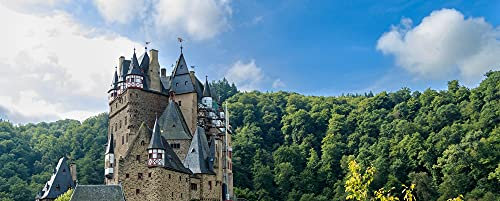 hansepuzzle 65338 - Burg Eltz Panorama-Puzzle 2000 Teile - Natur Motiv mit hochwertiger Aufbewahrung: Kartonbox und wiederverschließbarem Beutel - Format 116,6 × 46,7 cm