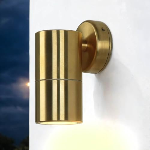 Robuste Außenleuchte PHILIPOS echtes Messing Down Strahler Ø6cm GU10 IP54 Beleuchtung Terrasse Balkon