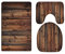 A.Monamour Badezimmer Badematte 3 Teilig Set Alte Rustikale Holzbohlen Holz Textur Hintergründe Kunst Dekoren Flanell Saugfähig Badteppiche Badvorleger Badgarnitur WC Vorleger
