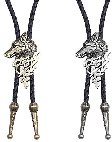 COOLLA Bolo-Krawatte, handgefertigt, Hut, Feder, Western-Cowboy, Vintage-Stil, Anhänger für Damen, Herren (Wolf-Bronze)