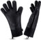 Comsmart Grillhandschuhe, hitzebeständige Silikon-Grillhandschuhe, lang, wasserdicht, Grillhandschuhe mit innerer Baumwollschicht für Grillen, Kochen, Backen, Smoker (schwarz)