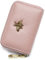 imeetu RFID-Kreditkartenhalter, kleines Leder, Reißverschluss, Kartenetui für Damen, 12 Kartenfächer (Rosa)