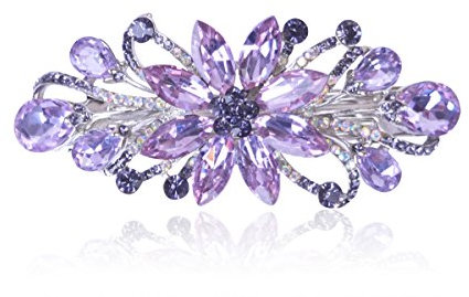 Sankuwen Flower Luxury Jewelry Design Hairpin Rhinestone Hair Barrette Clip,Also Perfect Mother's Day Gifts for Mom (Purple)