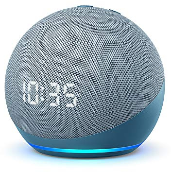 Echo Dot (4. Generation, 2020) | Smarter Lautsprecher mit Uhr und Alexa | Blaugrau, Zertifiziert und generalüberholt