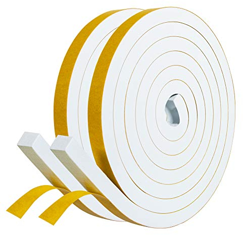 fowong Dichtungsband Selbstklebend für Türen Fenster-Abnehmbarer Klebstoff, 12mm(B) x12mm(D)/4m, Türdichtung Selbstklebend Fensterdichtung Gummidichtungsband Wetterfest, Kollisionsprävention, weiß