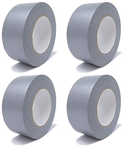 gws Gewebe-Klebeband 4 Rollen Premium Qualität Naturkautschuk-Panzer-Duct-Tape von Hand reißbar Steinband 50 m x 50 mm silber
