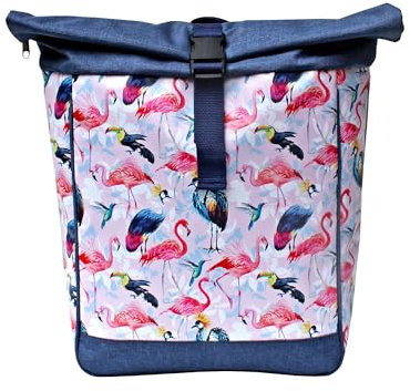 Ikuri Fahrradtasche/Rucksack Kombi Fahrradrucksack aus Plane für Gepäckträger Packtasche Wasserdicht für Frauen - Modell Pajaros