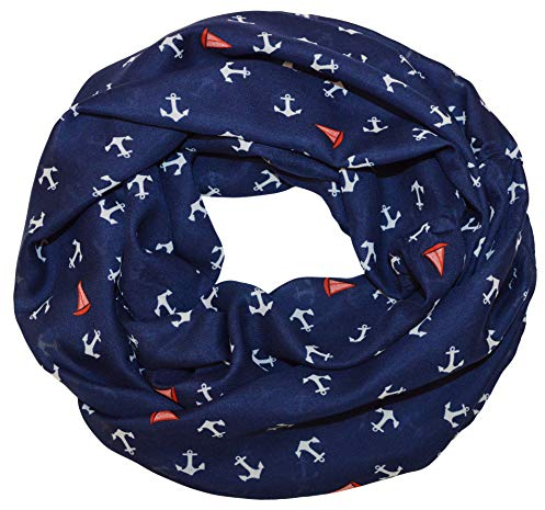 Loopschal Schlauchschal mit Maritim muster Schal Rundschal Weich Soft Anker Beacon Leuchtturm Rettungsring Anchor Nautisch Halstücher (Frühling & Sommer-04#)