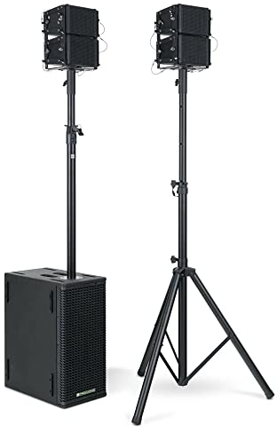 Pronomic V-Array Compact Set - Aktives PA-System mit 640 Watt (RMS) - Geeignet bis ca. 100 Zuhörer - 1x Subwoofer mit 2X 8 Lautsprecher - 4X Topteil mit je 4 Lautsprecher + Hochtöner
