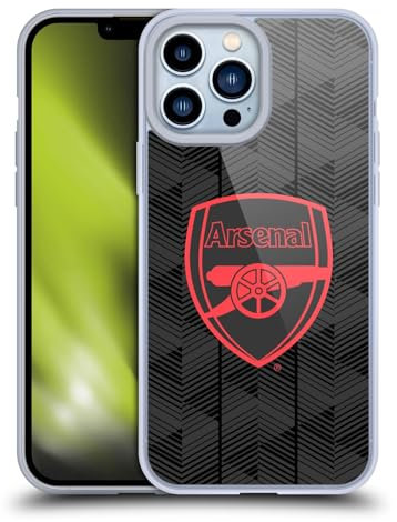 Head Case Designs Officially Licensed Arsenal FC Black Crest and Gunners Logo Gel Case [Military Grade Protection] Compatible With Apple iPhone 13 Pro Max