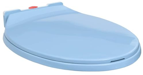 Gecheer Toilettensitz mit Absenkautomatik Softclose Quick-Release WC Sitz 46 x 34 cm (L x B) Deckel Klodeckel Klositz Klobrille Toilettendeckel Blau Oval Mit Soft-Close-Funktion/Absenkautomatik,Blau