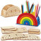 Baker Ross FC775 Regenbogen Holz Stifte Topf Bastelset - 2er Pack, Stiftebox aus Holz für Kinder zum Bemalen, Ausstellen und Schreibtisch Organisieren, Mittel