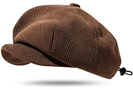 Clakllie Schirmmützen Barett Cap Newsboy Flat Cap Schiebermütze Herren Bakerboy Hat Shelby Mütze Baskenmütze Drawstring Driving Snap Cap Retro Tellermütze