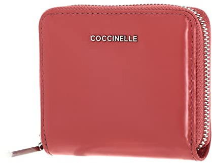 Coccinelle Leder Geldbörse Metallic Shiny Leather Zip Around Wallet Camelia Lachsfarben