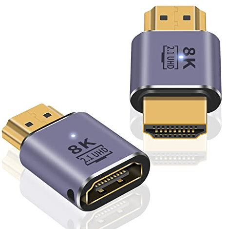 Maxhood 8K HDMI Adapter 2Pack, HDMI 2.1 Male to Female Adapter 48Gbps HDMI 2.1 Male to Male Adapter, UHD HDMI 2.1 Extender Connector with 8K@60Hz, 4K@120Hz, HDR, eARC for HDTV Laptop PS4 PS5 Xbox