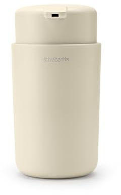 Brabantia - ReNew Dispenser per Sapone 250 ml - Meccanismo a Pompa Antigoccia - Facile da Riempire - Supporto Rimovibile - Resistente alla Corrosione - Accessorio da Bagno Elegante - Soft Beige