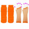 Lizzy Leg Warmers & Fishnet Gloves Set Rainbow Florescent Stripe | 80s Neon Teen Fancy Dress Dance ware Hen Party Tutu Accessory | One Size (Neon Orange)
