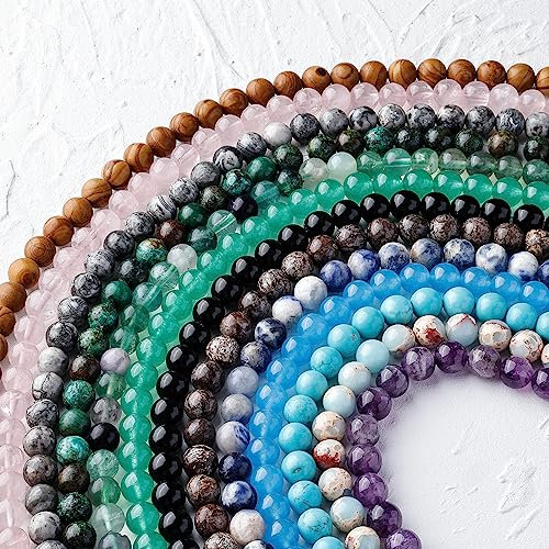 8mm Perles pour Bracelet Pierre Naturelle，16 Styles fabrication bijoux kit，Création de Bracelet Collier pour Adulte Enfant