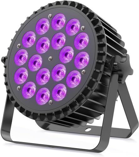 RGBWA UV Projecteur Par LED 200W, 18 LED Lumiere de Scene avec D MX 7/10CH et Activation Sonore, Jeu de Lumiere Soiree DJ pour Bar Disco Fête Mariage Noël Halloween