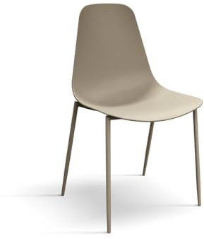 PAZZO Design Alix Stuhl, 4er Set Stühle, Taupe, Polypropylen mit Metallbeinen - Id_992