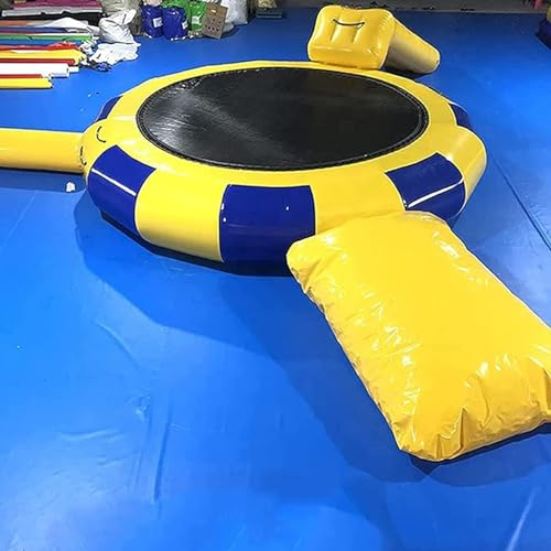 WLLKIY Schwimmendes Wassertrampolin, Planschbecken, Plattform Mit Luftpumpe, Trampolin-Wasserpark, Runder Schwimmbad, Hüpfende Badeplattform,16FT/5M