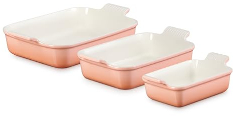 Le Creuset Steinzeug Heritage Set 3 rechteckige Auflaufformen Peche