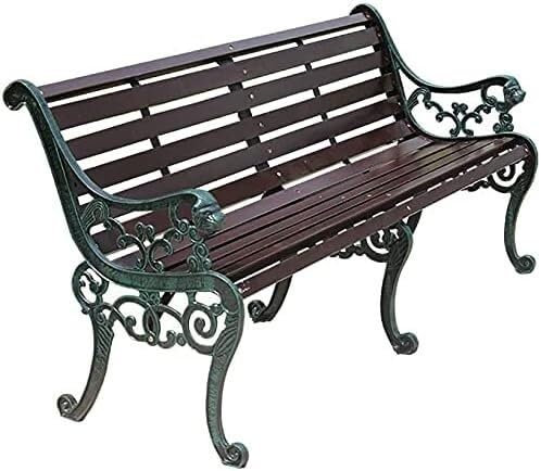 TsoLAY HSF Gartenbank, Parkbank, Gestell aus Gusseisen und Sitzplatte aus Holz, Gartenmöbel Nutzung von Parks, Terrassen, Balkonen im Freien (Color : A, Size : 125cm)