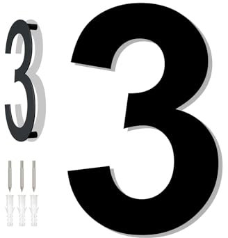 HKFENG 8 inch Large House Numbers Plates for Outside Floating Stainless Steel 304 Home Street Number Sign Door Numbers Screw On Address Door Number for Outside Easy to Install Matte Black