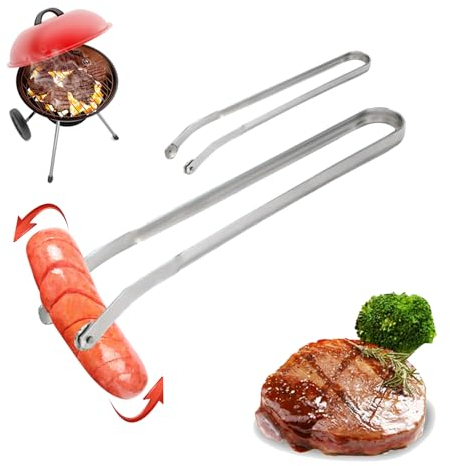 BBQ Grillzange Drehbar | Grillzange Edelstahl für Würstchen, Kochen, Grillen, Buffet | 38cm (1)