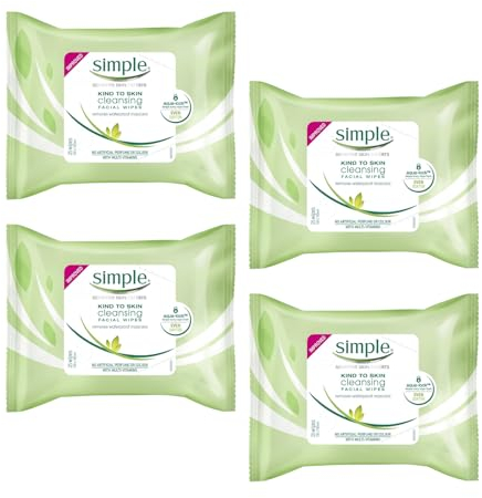 Kind To Skin Cleansing Bundle with 25 Simple Facial Wipes For Sensitive Skin - Home & Hatch Bundle (Pack of 4)