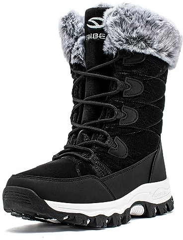 HOBIBEAR Kinder Schneestiefel Wasserdicht Outdoor Warm Kunstfell Gefüttert Winterschuhe