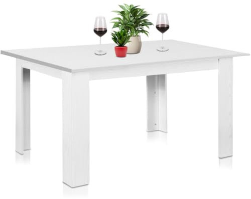 Shally Dogan Tavolo Allungabile Sala da pranzo Bianco da 90 x 60 cm a 120 x 60 cm, Design Moderno, Estensibile Salvaspazio, Ideale per Sala Pranzo, Soggiorno, Cucina, Arredamento (Bianco Frassinato)