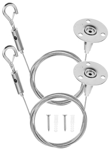 2 Stück Bildhängedraht, Edelstahl Verstellbarer Spiegel Hanging Drahtseile mit Haken Schwerdetriebenes Bilddraht für Bildlampen Werbetafeln Blumentöpfe, 1.5mmx1m