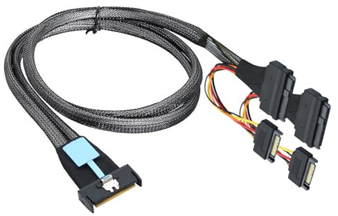 Vdaxvme Cable de conexión de servidor 50 cm 8i 74P a doble SFF8639+15P con alimentación 15P para transferencias de alta velocidad