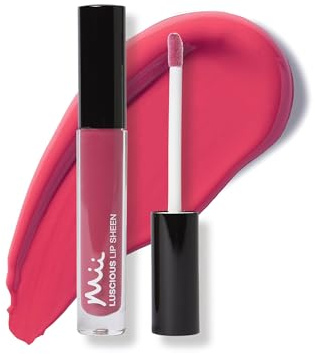 Mii Cosmetics Luscious Lip Sheen Lip Gloss | Nourishing Non-Sticky Lipgloss | Full Colour Coverage & Endless Glossy Shine | Hot Raspberry | Flair