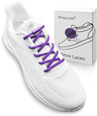 Shecret 2 Paia Lacci Elastici per Scarpe, Lacci Elastici Senza Allacciatura con Chiusura in Metallo, No Tie Lacci in Elastica per Scarpe da Ginnastica, Scarpe da Corsa, Bambini e Adulti(Viola)