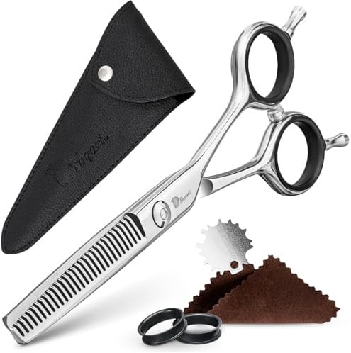 Fagaci Effilierschere Friseur 6 mit 440C Stahl, Ausdünnschere Haare Extreme Schärfe & Präzise Schnitte, Haarschere Ausdünnen Schlanke Klingen, Frisörenschere, Haar Scheren