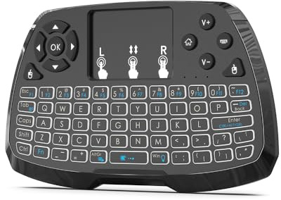 Wireless Mini Tastatur mit Touchpad - 2,4 GHz Maus Tastatur Combo Fernbedienung - LED Rückbeleuchtung bunt - USB wiederaufladbar - für Android TV Box PC Laptop