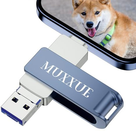 3 in 1 Chiavetta USB 128GB per Phone, MUXXUE Memoria Esterna per Phone, Pad, telefono Android, PC, Tablet,Backup foto/video con un clic