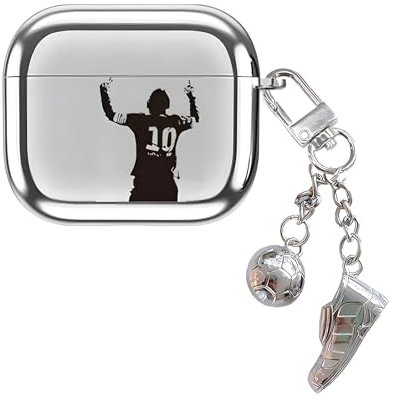 CHA-101M Schutzhülle für AirPod 4 mit Fußball-Anhänger, Schlüsselanhänger, Sportler-Design, Silikon, weiche Hülle, aktive Geräuschunterdrückung, für AirPods der 4. Generation 2024